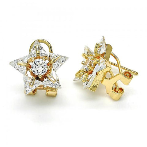 Arete Dormilona 02.217.0082 *PROMO* Oro Laminado, Diseño de Estrella, con Zirconia Cubica Blanca, Pulido, Dorado