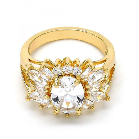 Anillo Multi Piedra 01.210.0058.07 Oro Laminado, con Zirconia Cubica Blanca, Pulido, Dorado