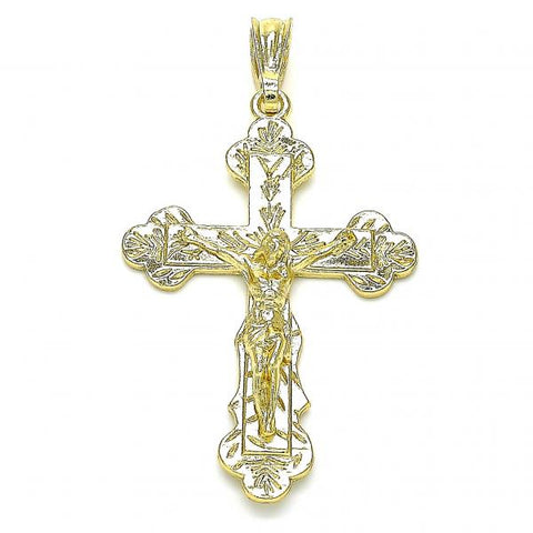 Dije Religioso 05.351.0183 Oro Laminado, Diseño de Crucifijo, Pulido, Dorado