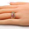 Anillo Multi Piedra 01.210.0045.14.08 Oro Laminado, con Zirconia Cubica Rosado y Blanca, Pulido, Dorado