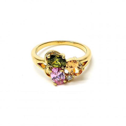 Anillo Multi Piedra 5.172.003.09 Oro Laminado, con Zirconia Cubica Multicolor, Pulido, Dorado