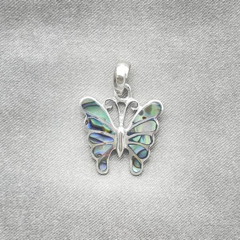 Dije Elegante 05.410.0001.1 Plata Rodinada, Diseño de Mariposa, con Opal Volcano, Pulido, Plateado