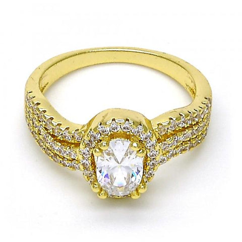 Anillo Multi Piedra 01.99.0065.09 Oro Laminado, con Zirconia Cubica Blanca y CristalBlanca, Pulido, Dorado