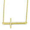 Collares con Dije 04.336.0054.2.16 Plata Rodinada, Diseño de Cruz, con Zirconia Cubica Blanca, Pulido, Dorado