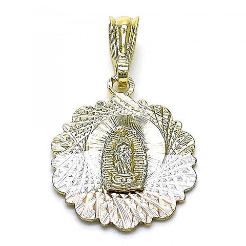 Dije Religioso 05.351.0223 Oro Laminado, Diseño de Guadalupe, Diamantado, Tricolor