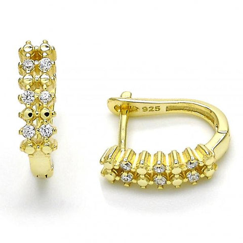 Argolla Huggie 02.186.0119.12 Plata Rodinada, con Zirconia Cubica Blanca, Pulido, Dorado