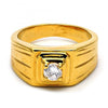 Anillo de Hombre 5.175.028.07 Oro Laminado, Diseño de Solitario, con Zirconia Cubica Blanca, Pulido, Dorado