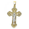 Dije Religioso 05.351.0023 Oro Laminado, Diseño de Crucifijo, Pulido, Tricolor