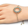 Pulsera Bolo Ajustable 03.316.0026.1.10 Oro Laminado, con Zirconia Cubica Turquoise, Pulido, Dorado