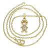 Collares con Dije 04.210.0041.18 Oro Laminado, Diseño de Nino Pequeno, con Micro Pave Blanca, Pulido, Dorado