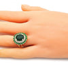 Anillo Multi Piedra 01.346.0021.3.09 Oro Laminado, con Zirconia Cubica Verde y Blanca, Pulido, Dorado