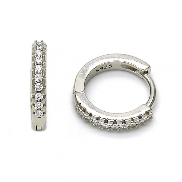 Argolla Huggie 02.175.0070.15 Plata Rodinada, con Zirconia Cubica Blanca, Pulido, Rodinado