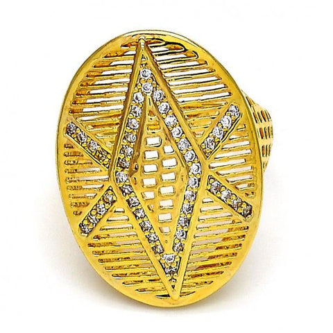Anillo Multi Piedra 01.118.0030.07 Oro Laminado, con Micro Pave Blanca, Pulido, Dorado