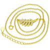 Collares con Dije 04.336.0088.2.16 Plata Rodinada, Diseño de Oja, con Zirconia Cubica Blanca, Pulido, Dorado