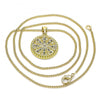 Collares con Dije 04.341.0064.2.20 Oro Laminado, Diseño de Ojo Griego, con Micro Pave Zafiro Azul y Blanca, Pulido, Dorado