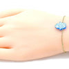 Pulsera Elegante 03.99.0001.07 Oro Laminado, Diseño de Mano de Dios, con Opal Topacio Azul, Pulido, Dorado