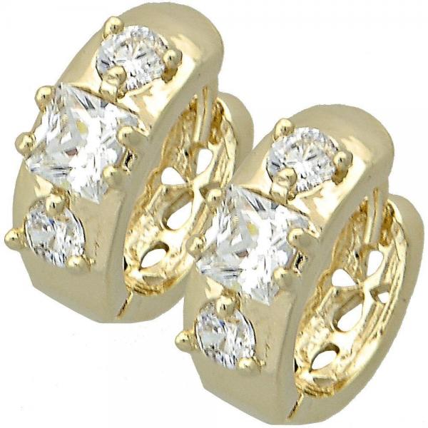 Argolla Huggie 5.130.026.1 Oro Laminado, con Zirconia Cubica Blanca, Pulido, Dorado