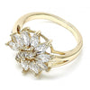 Anillo Multi Piedra 01.210.0097.07 Oro Laminado, Diseño de Flor, con Zirconia Cubica Blanca, Pulido, Dorado