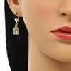 Arete Colgante 02.122.0117.4 Oro Laminado, con Cristal Amarillo y Blanca, Pulido, Dorado