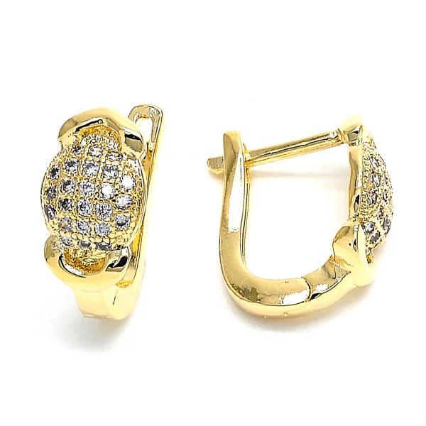 Argolla Huggie 02.156.0158 Oro Laminado, con Micro Pave Blanca, Dorado