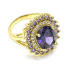 Anillo Multi Piedra 01.346.0021.5.08 Oro Laminado, con Zirconia Cubica Amatista y Blanca, Pulido, Dorado
