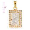 Dije Religioso 5.198.016 Oro Laminado, Diseño de Altagracia, con Zirconia Cubica Blanca, Pulido, Dos Tonos