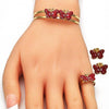 Collar, Pulso, Arete y Anillo 06.361.0036 Oro Laminado, Diseño de Mariposa, Esmaltado Rojo, Dorado