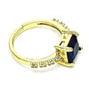 Anillo Multi Piedra 01.284.0056.3 Oro Laminado, con Zirconia Cubica Zafiro Azul y Micro PaveBlanca, Pulido, Dorado