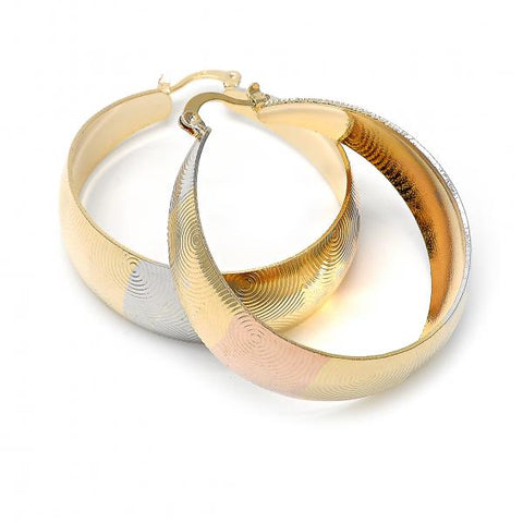 Argolla Grande 5.150.006 Oro Laminado, Diseño de Espiral, Diamantado, Tricolor