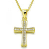 Collares con Dije 04.336.0115.2.16 Plata Rodinada, Diseño de Cruz, con Micro Pave Blanca, Pulido, Dorado