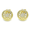 Arete Dormilona 02.156.0568 Oro Laminado, Diseño de Corazon, con Micro Pave Blanca, Pulido, Dorado