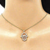 Collares con Dije 04.156.0421.20 Oro Laminado, Diseño de Mano de Dios, con Micro Pave Blanca, Pulido, Dorado