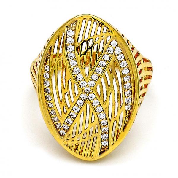 Anillo Multi Piedra 01.118.0028.07 Oro Laminado, con Cristal Blanca, Pulido, Dorado