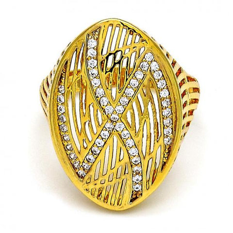 Anillo Multi Piedra 01.118.0028.07 Oro Laminado, con Cristal Blanca, Pulido, Dorado