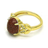 Anillo Multi Piedra 01.284.0061.07 Oro Laminado, Diseño de Oja, con  Onix Negro y Micro PaveBlanca, Pulido, Dorado