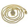 Collares con Dije 04.341.0022.1.20 Oro Laminado, Diseño de Nina Pequena, con Micro Pave Blanca, Pulido, Dorado