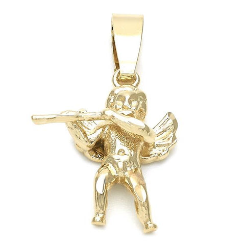 Dije Religioso 5.183.001 Oro Laminado, Diseño de Angel, Diamantado, Dorado