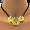 Collar y Arete 06.59.0108.1 Oro Laminado, Diseño de Espiral y Oja, Diseño de Espiral, Pulido, Dos Tonos