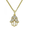 Collares con Dije 04.210.0056.20 Oro Laminado, Diseño de Mano de Dios, con Micro Pave Blanca y Zirconia CubicaBlanca, Pulido, Dorado