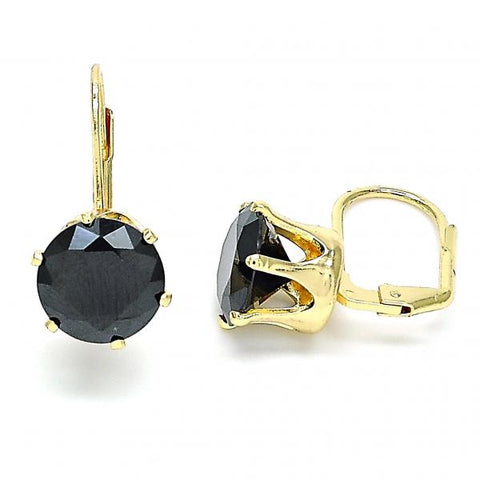 Arete Dormilona 5.128.063.1 Oro Laminado, con Zirconia Cubica Negro, Pulido, Dorado