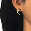 Arete Dormilona 02.336.0116.2 Plata Rodinada, Diseño de Delfin, con Zirconia Cubica Blanca y Negro, Pulido, Dorado