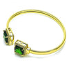 Aro Individual 07.381.0002.3 Oro Laminado, con Zirconia Cubica Verde y Micro PaveBlanca, Pulido, Dorado