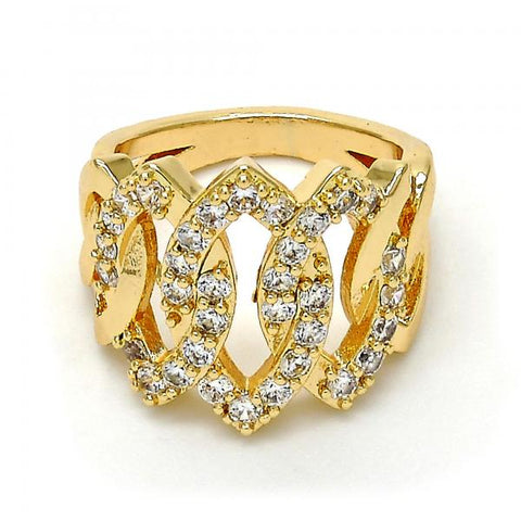 Anillo Multi Piedra 01.210.0052.08 Oro Laminado, con Zirconia Cubica Blanca, Pulido, Dorado