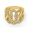 Anillo Multi Piedra 01.210.0052.08 Oro Laminado, con Zirconia Cubica Blanca, Pulido, Dorado