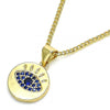 Collares con Dije 04.156.0306.1.20 Oro Laminado, con Micro Pave Zafiro Azul, Pulido, Dorado