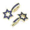 Argolla Huggie 02.210.0472.3.15 Oro Laminado, Diseño de Estrella de Davi, con Micro Pave Zafiro Azul, Pulido, Dorado