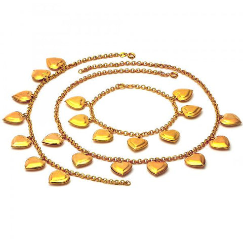 Collar, Pulso y Tobillo 06.63.0152 Oro Laminado, Diseño de Corazon, Dorado