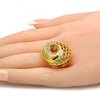 Anillo Multi Piedra 01.241.0014.07 Oro Laminado, con Cristal Blanca, Pulido, Dorado