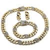 Collar, Pulso y Arete 06.372.0050 Oro Laminado, Diseño de Puff Mariner, con Cristal Blanca, Pulido, Dorado