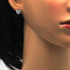 Arete Dormilona 02.285.0030 Plata Rodinada, Diseño de Corazon, con Zirconia Cubica Blanca y Micro PaveBlanca, Pulido,